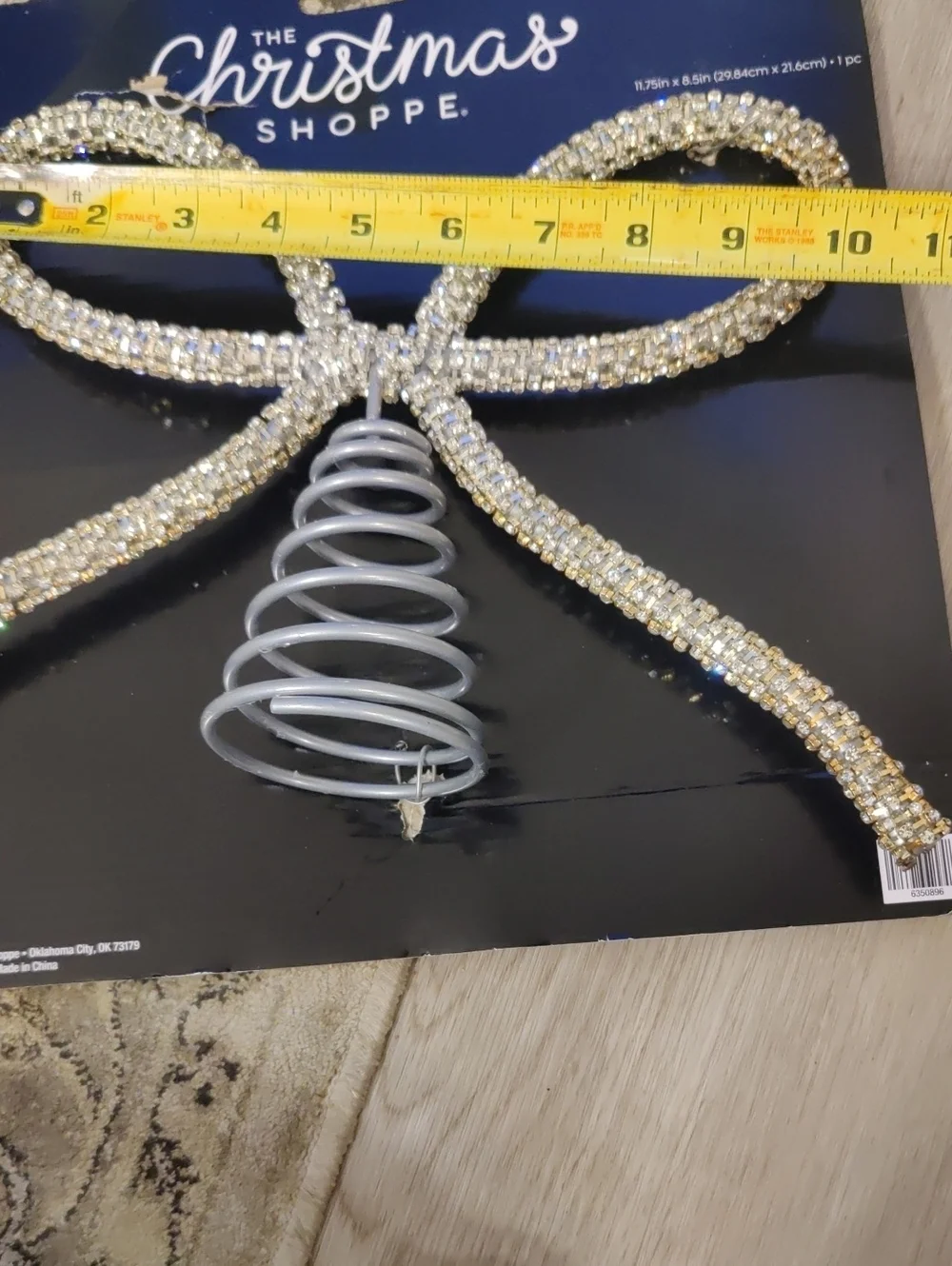 New!Silve-tone Bow Tree Topper Rhinestone Christmas Holiday Deco Y2K Cottagecore